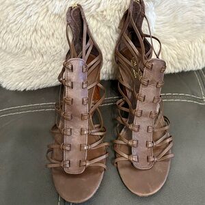 Lauren Ralph Lauren 
Alexandria Caged Wedges – Brown Leather, Size 9½ B